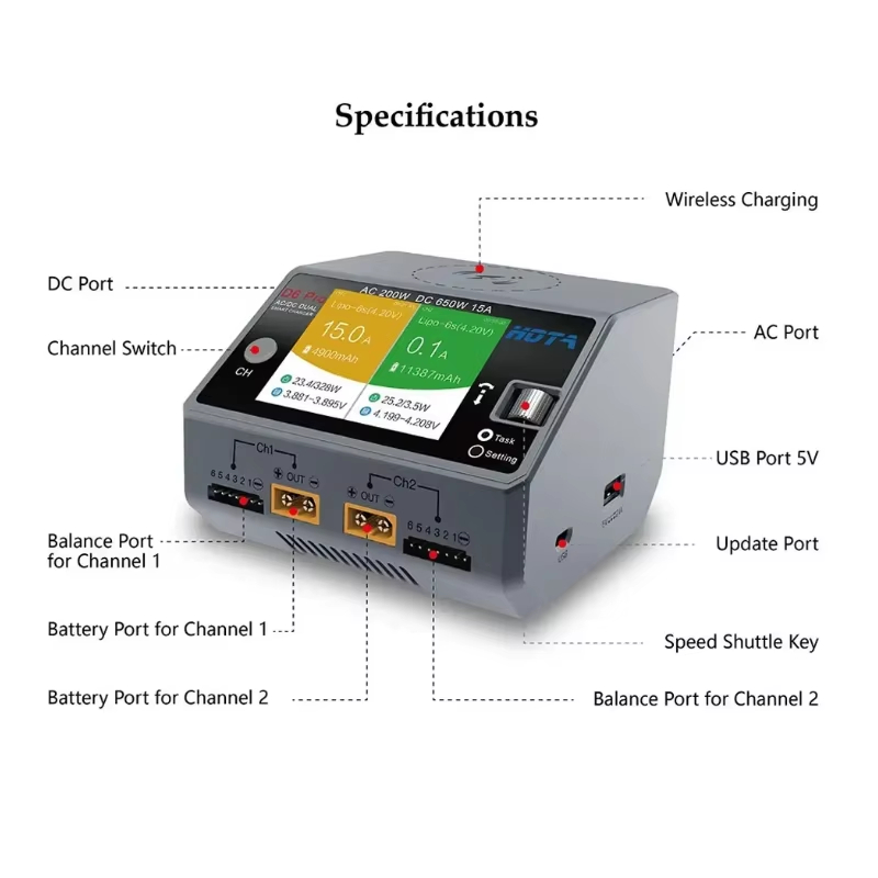 HOTA D6 Pro 200W AC 650W DC Du - Hota D6 Pro Dual Lipo Charger review and price